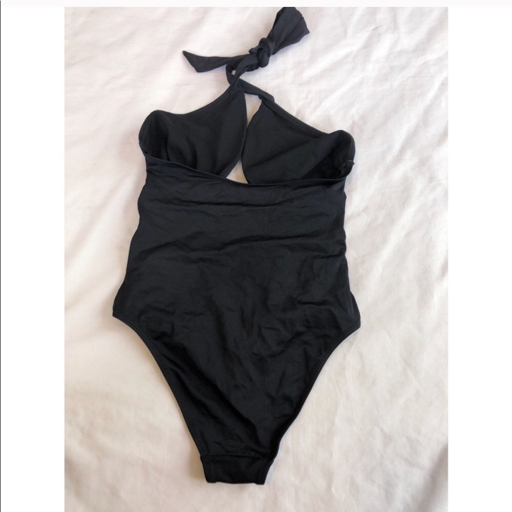 ASOS Pour Moi Cross Front One Piece Swimsuit Black - Picture 7 of 8